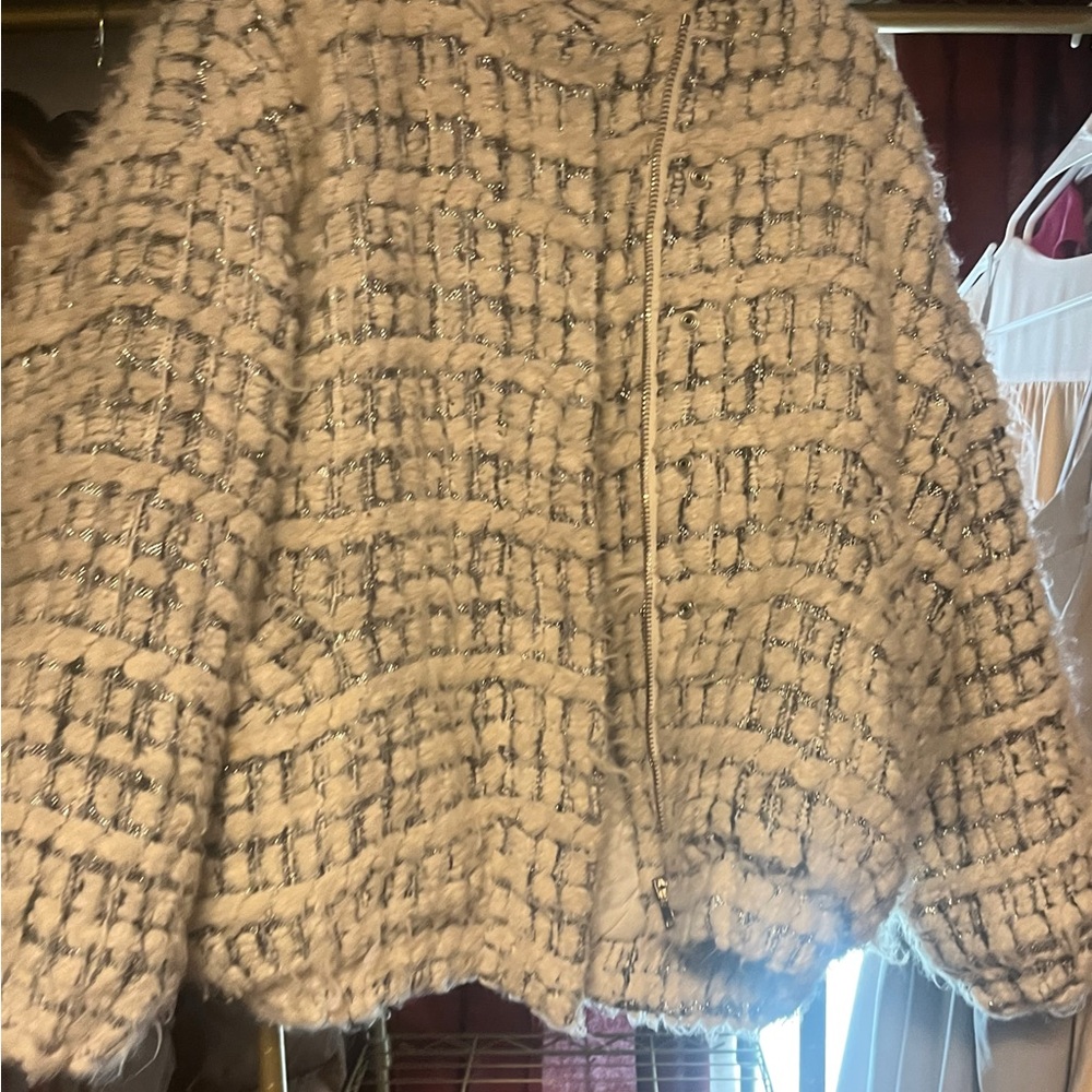 IRO Cream Textured Teddy Jacket